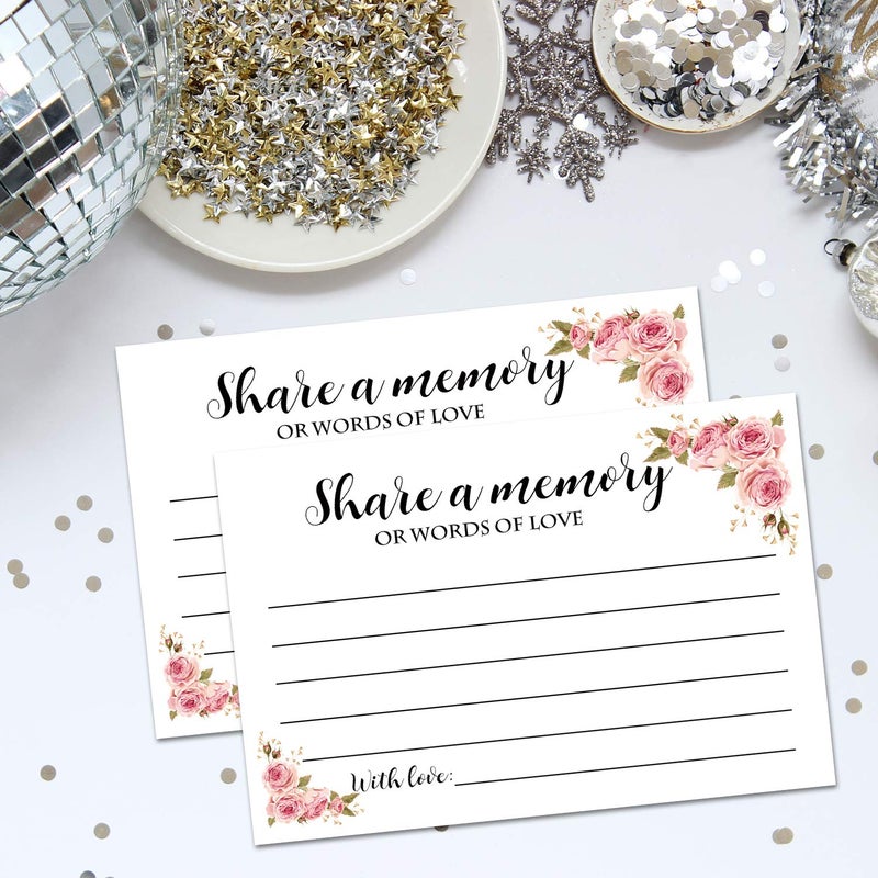 Giftideaworkshop 50 Floral Share A Memory Cards for Celebration of Life Birthday Anniversary Memorial Funeral Graduation Bridal Shower Game, Guest Book Ideas, and Alternatives.4x6 Inches - Image 4